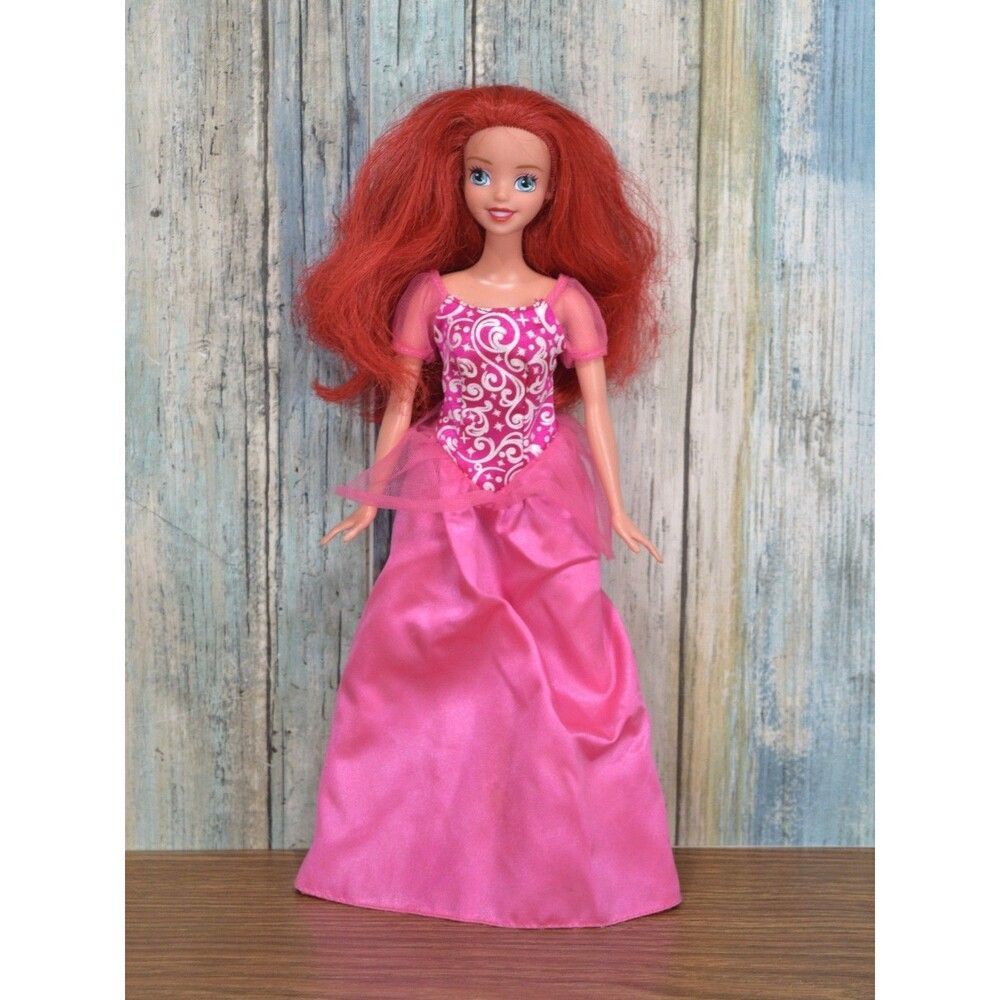 Disney Princess Ariel Doll The Little Mermaid Pink Kiss the Girl Dress Red Hair